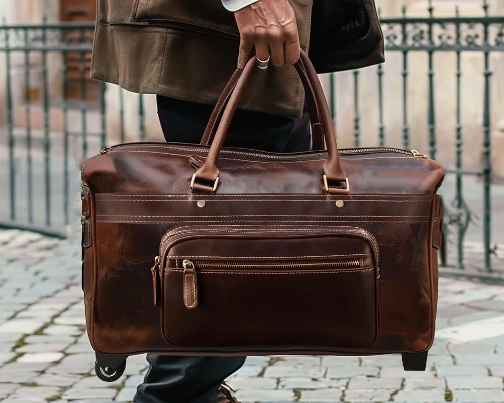 leather carry on suitcase